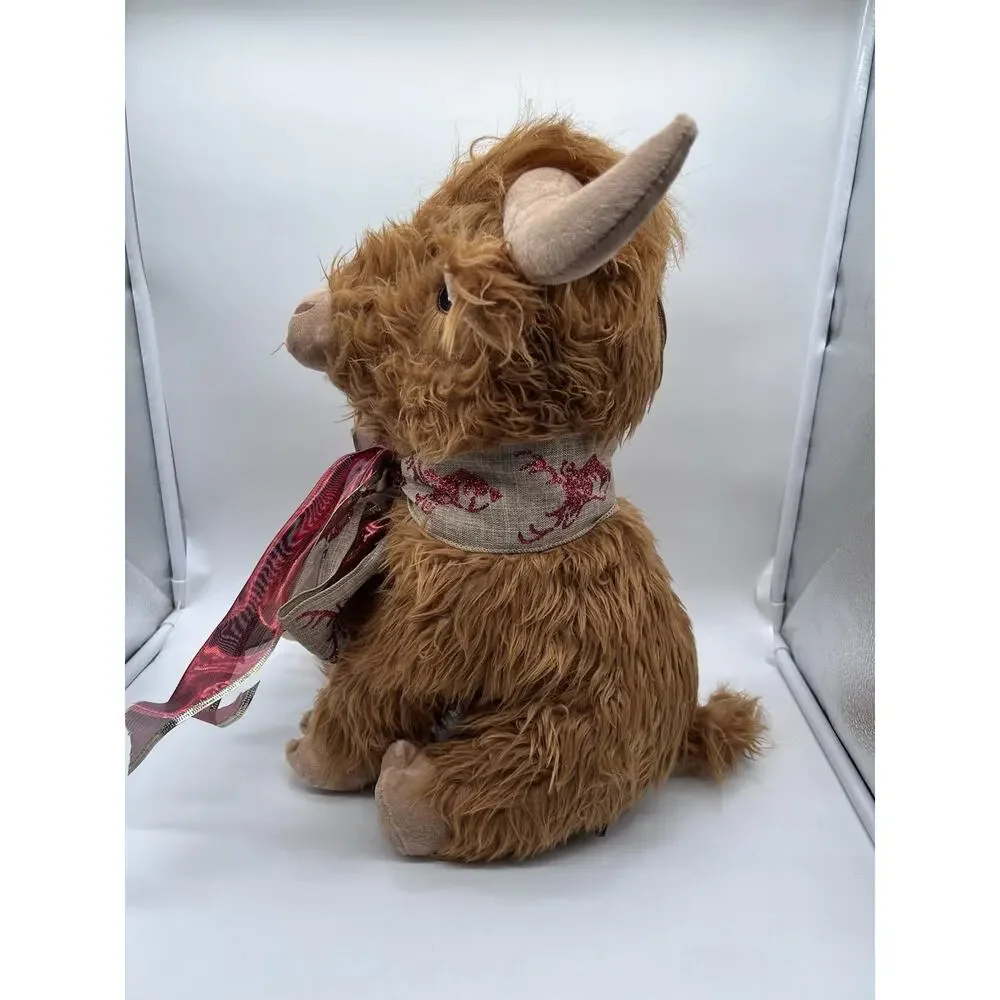 Multipet Highland Cow Plush Stuffed Dog Toy Squeaky Soft Plush 15”